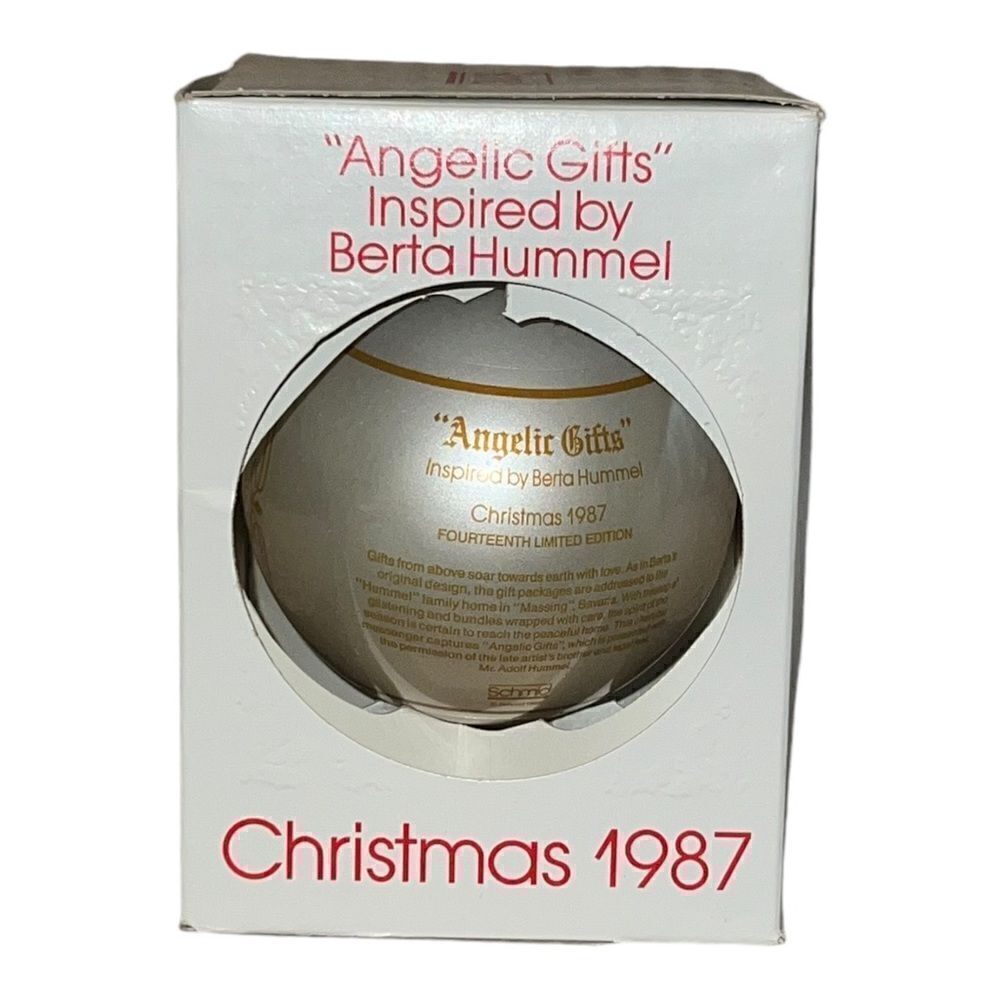 Schmid Berta Hummel Angelic Gifts 1987 Christmas Glass Ornament W Box - Picture 3 of 7